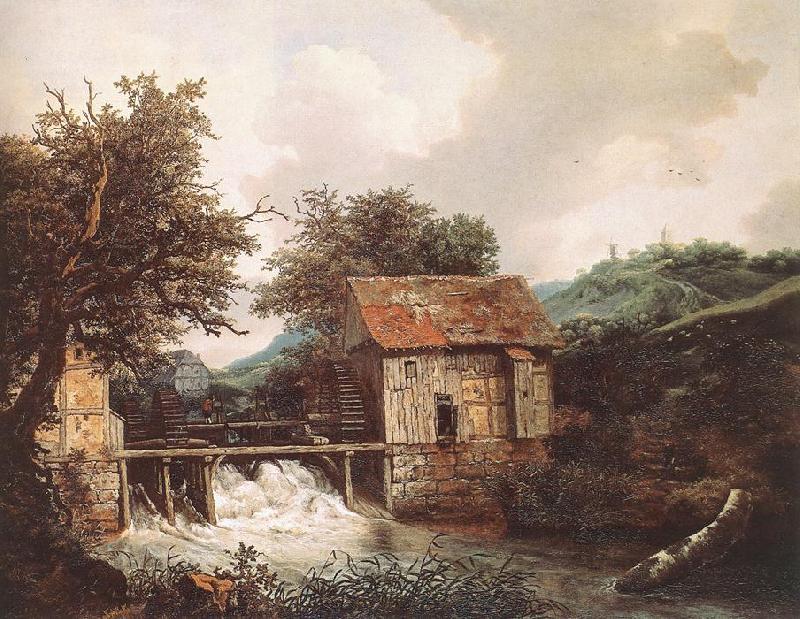 RUISDAEL, Jacob Isaackszon van Two Watermills and an Open Sluice near Singraven Sweden oil painting art